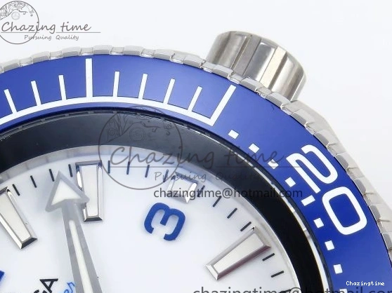 0305 Efficient SEAMASTER PLANET OCEAN 6000M ULTRA DEEP 45.5MM SS TF 1:1 BEST EDITION WHITE DIAL BLUE BEZEL ON SS BRACELET A 7759